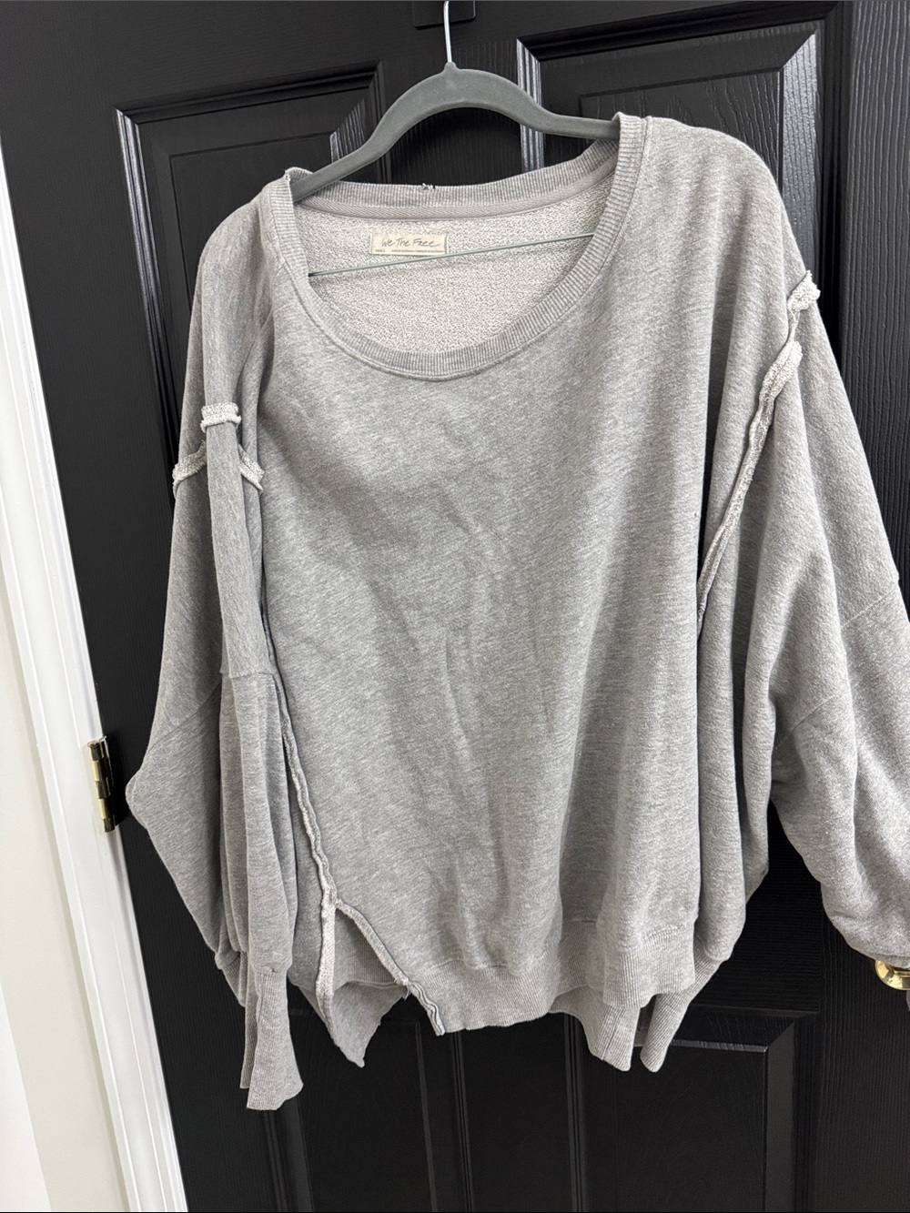 We The Free Scoop Neck Oversized Sweatshirt in Heather Gray